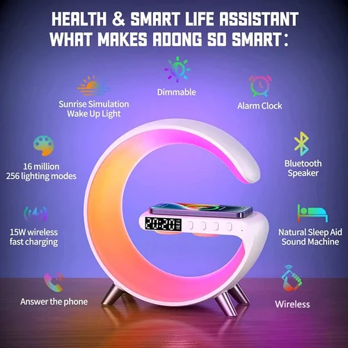 Bluetooth Speaker Colorful Light Wireless Charging Clock